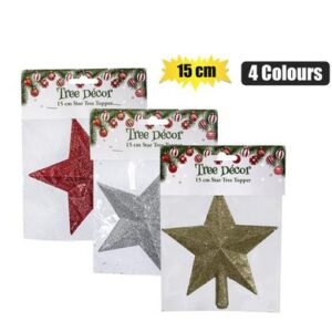 Xmas tree decor star tree topper 15cm