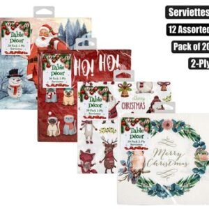 Xmas table decor serviettes 2ply pk-20